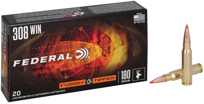 Fusion Tipped Rifle, 308 Win, 180 Grain, Fusion Tipped, 2600 fps
